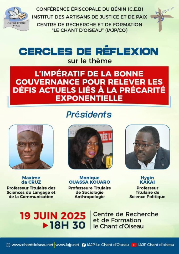 Cercles de réflexion porté sur le thème du trimestre « L’impératif de la bonne gouvernance pour relever les défis actuels liés à la précarité exponentielle. »
