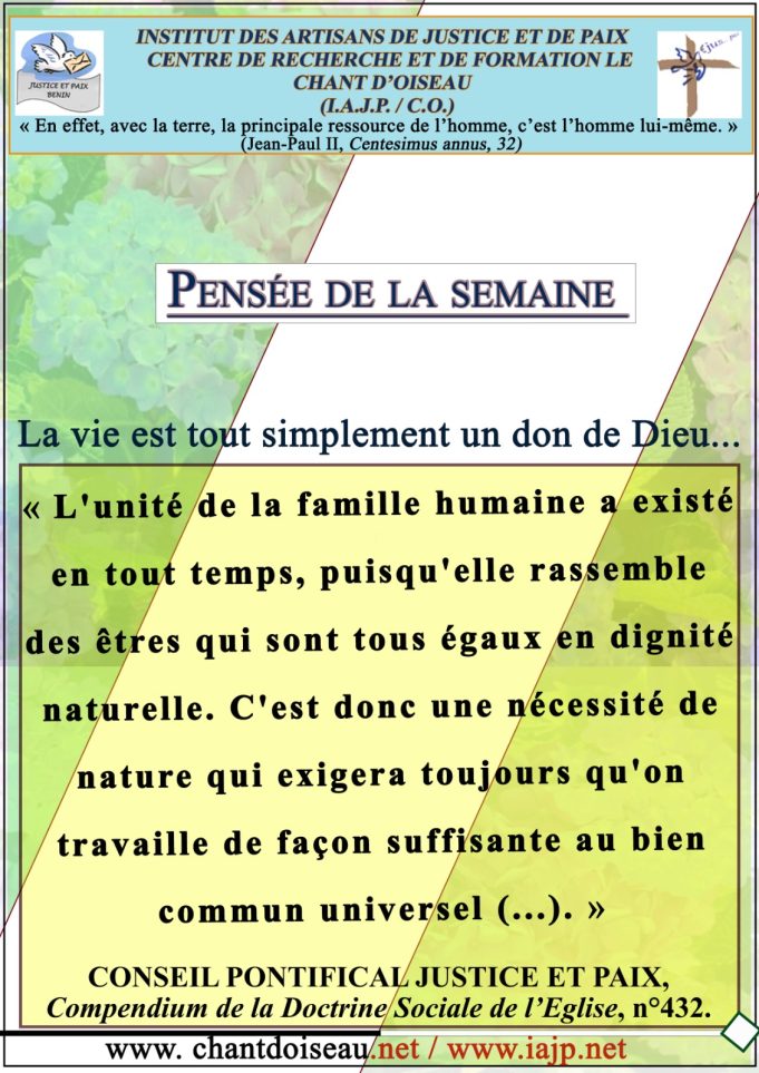 Pensee de la semaine du 7 au 13 Juillet 2025