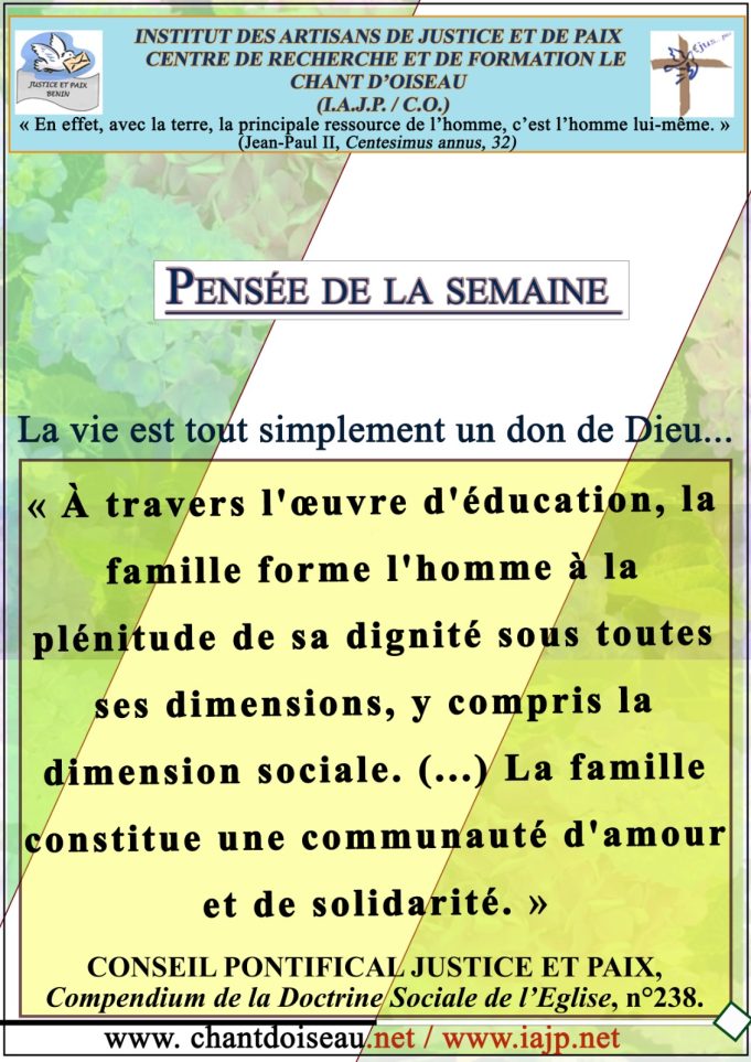La pensée de la semaine du 04 au 10 Aout 2025